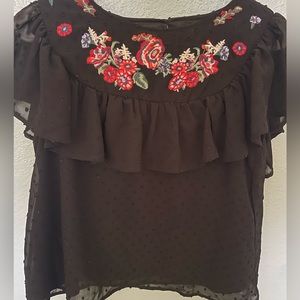 THML Embroidered Flower Blouse